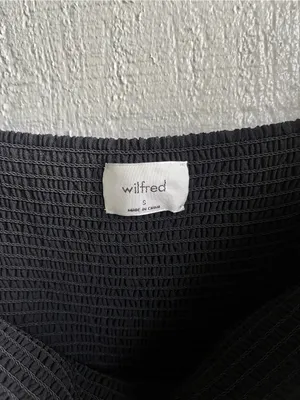 Aritzia Wilfred Tempest Mini Dress Smocked Chiffon in‎ Black Size S thumbnail 3
