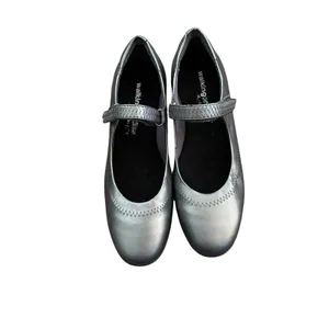 Walking Cradles Mary Jane Flats Comfort Strap Low Heel Metallic Gray 7N thumbnail 3
