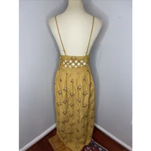 New Farm Rio Coconut Tree Tapestry Macrame Yoke‎ Maxi Dress XS thumbnail 4