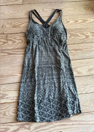Athleta Black and Gray Patterned Dress size s thumbnail 1