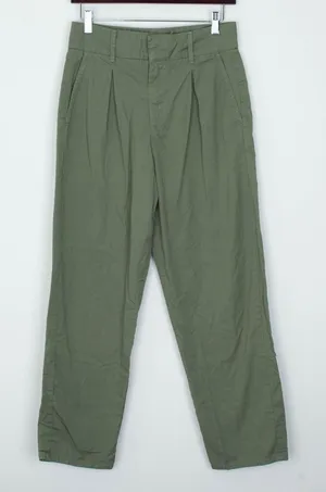Zara Womens Pleated High Waisted Straight‎ Leg Pants Size S Green Grunge Preppy thumbnail 1