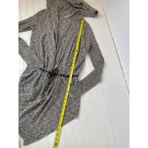 Free People For Keeps Cardigan Salt & Pepper Combo Gray Asymmetrical Hooded Sz M thumbnail 4