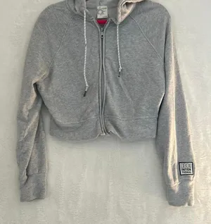 OFFLINE by Aerie Zip Up Hoodie Womens‎ Small Gray Cropped Intentional Sweatshirt thumbnail 1