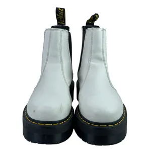 Dr. Martens 2976 Quad White Leather Round Toe Platform Chelsea Ankle Boots Sz 9 thumbnail 2