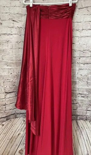 David's Bridal Womens Formal Red Dress Long One Shoulder Attached Scarf XS thumbnail 4