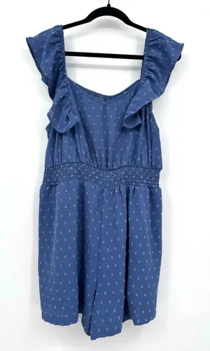 BloomChic Romper Womens 12 Blue Swiss Dot Sleeveless Sweetheart Neckline Summer thumbnail 1