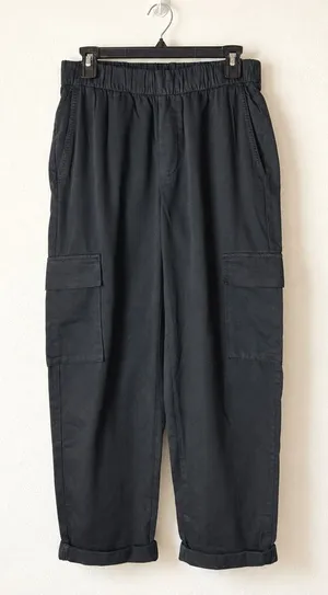 Gap Cargo Pants Women Small Black Elastic Waist Broken Twill Utility Streetwear thumbnail 1