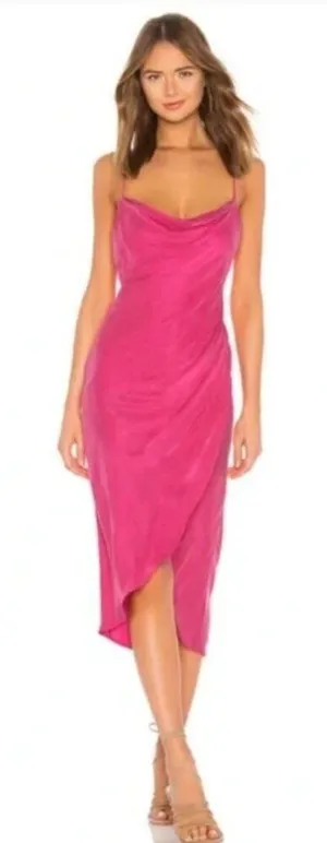 Lovers and Friends Noah Wrap Dress‎ Hot Prink size xS Midi Barbiecore thumbnail 1