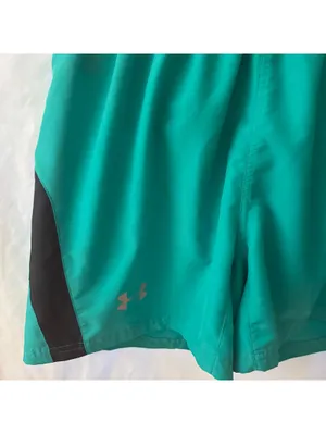 Under Armour HeatGear Womens Running Shorts Teal Green Black Athletic Size Med thumbnail 4