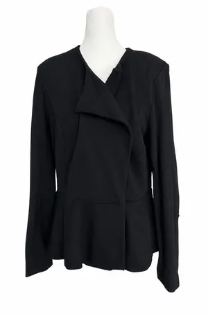 Cabi Agency Peplum Blazer Jacket Size 8 Black 3549 Ponte Knit Wrap Work Wear thumbnail 1