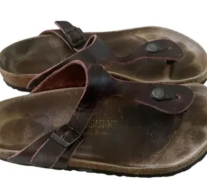 Birkenstock Gizeh brown oiled leather t-strap women’s sandals size 40/9 thumbnail 1