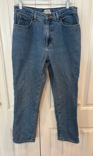 L.L. Bean Orginal/Relaxed‎ Fit Plaid Lined Jeans Size 12 thumbnail 1