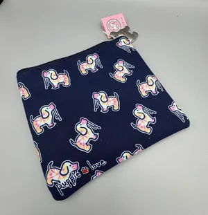 Puppie Love Zipper Pouch Navy with Tie Dye Dogs Makeup Travel Purse Insert Bag thumbnail 6