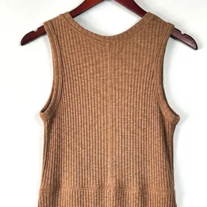 Everlane Dress Womens Medium Sleeveless Organic Cotton Ribbed Knit Stretch Brown thumbnail 11