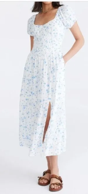 Aeropostale Babydoll Midi Dress Smocked Floral Milkmaid Fairy Garden Whimsy XL thumbnail 1