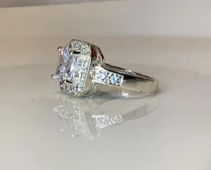 Silver Toned Crystal Ring thumbnail 1