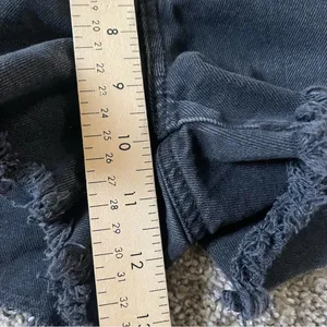 American Eagle Super Destroyed Black High Rise Mom Distressed Denim jean shorts thumbnail 6