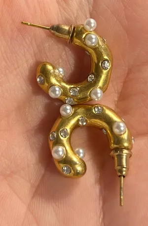 Beaded Hoop Earrings Gold thumbnail 1