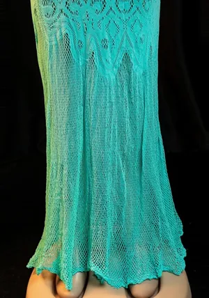 Aqua Blue & Purple Ombré Fishnet Two Piece Lingerie Skirt Set thumbnail 3