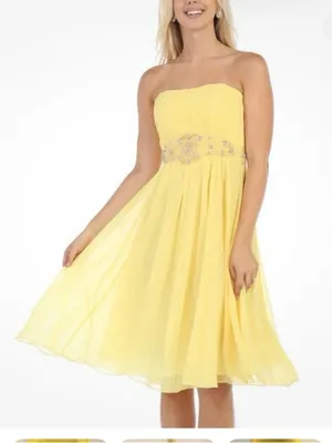 NWT May Queen Yellow Strapless Beaded Y2K HOCO Dress Plus 16 Party thumbnail 3