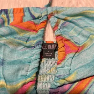 Wild Fable Women's Size XS Swirl Marble Halter Crop Top Aqua Blue Woven Smocked thumbnail 9