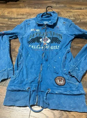 Affliction American Customs Moto Club LA Women’s Sz. M Zipper Top thumbnail 7