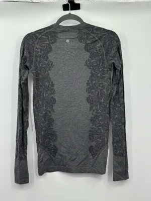 Lululemon Swiftly Tech‎ Long Sleeve Crew Heathered Black Size 6 Seamless Running thumbnail 4