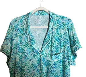 Stars Above Pajama Top Womens Extra Large XL Multicolor Print Button Blouse thumbnail 2