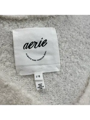 Aerie Teddy V-Neck Bouclé Sweater – Size Large – Cozy Texture & Relaxed Fit thumbnail 13