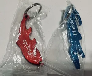2 New Florida Keychains Aluminum Alligator & Dolphin Bottle Opener Key Ring thumbnail 1