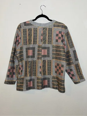 Vintage 80s Pablo Collection XL Metallic Patchwork Knit Jacket Made USA thumbnail 6