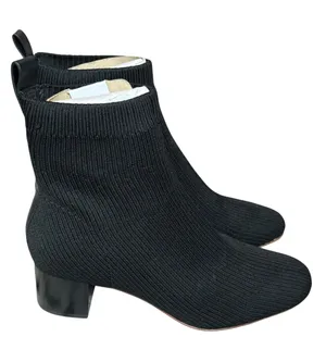 Everlane The Glove Boot Black Knit Sock Ankle Boots Block Heel Women’s 7.5 thumbnail 1