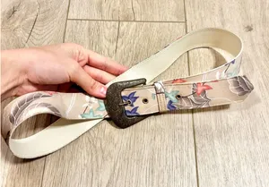 Vintage Style Floral Botanical Belt Tan Ornate Bronze Buckle Western Cottagecore thumbnail 1