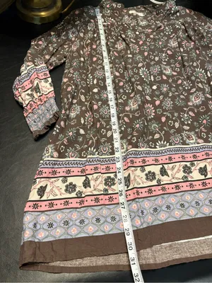 Natural Life Dara Bohemian Floral Tunic Dress in a brown & pink floral print S thumbnail 11