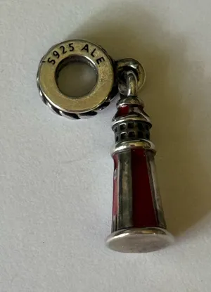 Pandora Red Lighthouse Sterling Silver 925 Enamel Dangle Charm Bracelet Bead thumbnail 1