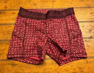 Lululemon Athletica Pink Burgundy Abstract‎ Print Athletic Shorts Women's Size 6 thumbnail 1