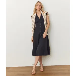 NWT Marine Layer Camila Maxi Dress Navy Blue Size XS Hemp Tencel Stretch thumbnail 2