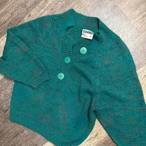 Vintage 1990s Y2K DEB Teal Marled Knit Cardigan Sweater Size‎ Medium thumbnail 1