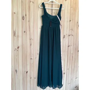 NWT Lulus Sensational Moment Emerald Green Pleated Maxi Dress Bridesmaid Gala M thumbnail 5