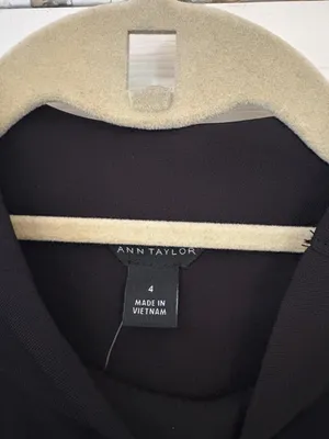 NWT!! Ann Taylor Long Sleeve Mock Neck MIDI Dress in Black with Waist Tie thumbnail 5