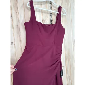 NWT Lulus Glamorous Disposition Burgundy Ruched Maxi Dress Bridesmaid Gala Sz XL thumbnail 5
