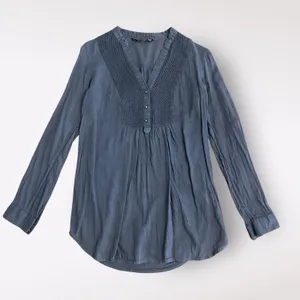 Zara TRF Button‎ Front V-Neck Long Sleeve Womens Size XS Gray Boho Minimalist thumbnail 1