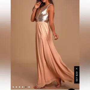 Lulu’s Elegant Encounter Rose Gold Sequin Maxi Dress thumbnail 2