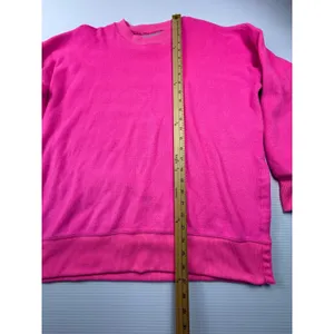 Aerie Women Neon Pink Oversized Side Slit Crewneck Sweatshirt Small S‎ Pullover thumbnail 2
