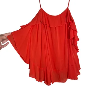 Free People Cascades Ruffle Cami Size XS Coral Red Orange Flowy thumbnail 3