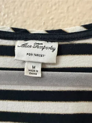 Alice Temperley for Target Striped Long Sleeve Top Black White Scoop Neck M thumbnail 5