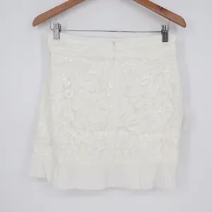 Naked Wardrobe White Sequin Mini Skirt Pleated Ruffle Size M thumbnail 6