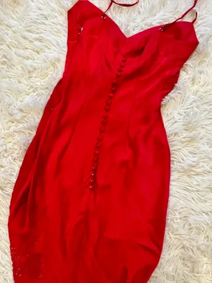 NEW House of CB Anastelle Bead Embellished Satin Mermaid red Gown Sz XS thumbnail 12