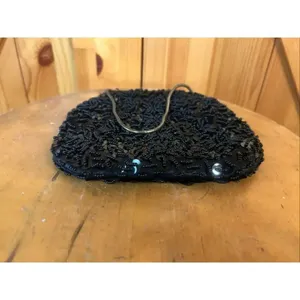 VTG HONG KONG BLACK PLASTIC BEADED PURSE HANDBAG ROARING 20’s (5565) thumbnail 6