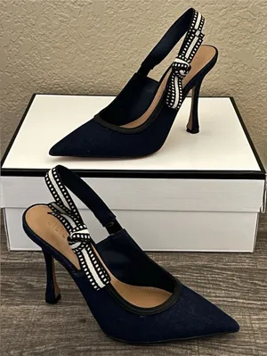 Steve Madden Women’s Bri Dark Denim Design Heels Size-6.5 thumbnail 1